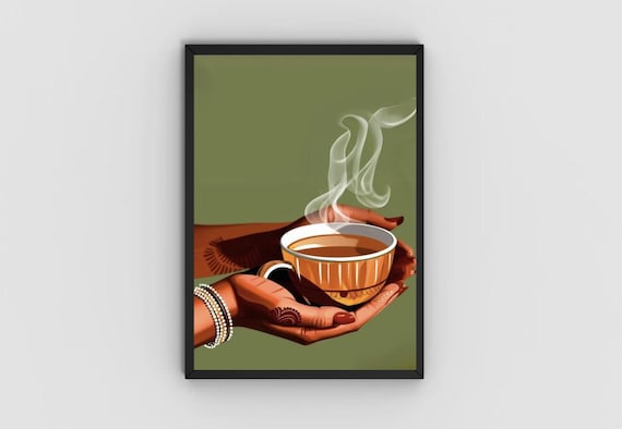 Indian Desi Wall Art Print Poster, Chai print, Indian pop art, desi art, desi wall art, desi kitchen print, digital download