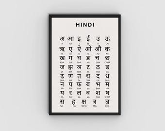 Hindi Alphabet Poster, Indian Language Wall Art (Digital Download)