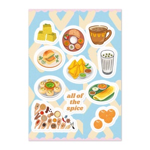 Desi sticker sheet, Indian food stickers, Indian stickers, funny cute Indian gift, south asian, 11 stickers!