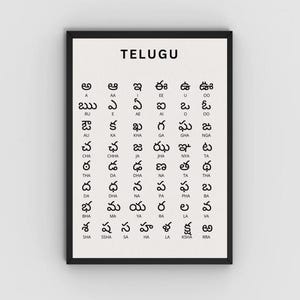 Telugu alphabet, Indian language, Wall Art Print Poster, desi wall art, desi home print, 5x7 & 8.5x11 digital download
