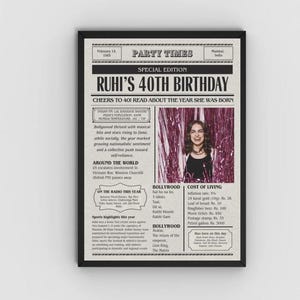 Indian birthday newspaper poster, desi birthday, custom birthday gift idea, Digital Print, Indian birthday, Printable, digital Download