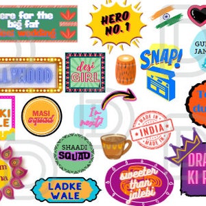 Bollywood Photo Booth Props: Indian Wedding Party Signs (Digital Download)