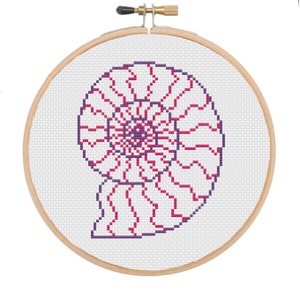Ammonoid fossil cross stitch pattern