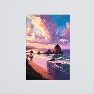 Portland Oregon Art Canon Beach Painting Oregon Coast Poster