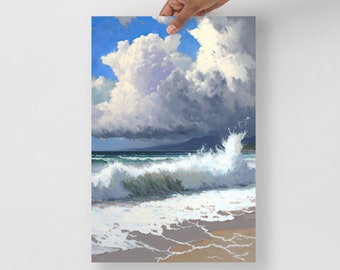 San Diego Wall Art California Poster Beach Art Ocean Waves Painting