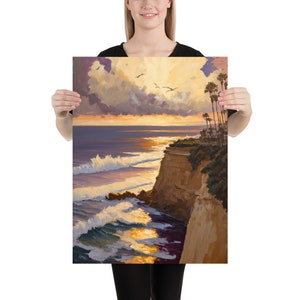 San Diego Cliffs Poster Wall Art San Diego Print San Diego Skyline