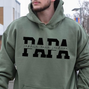 Comfort Colors® Personalized Papa Sweatshirt, Custom Name Papa Hoodie, Pregnancy Announcement, New Dad Gift, Dad 2026 Sweatshirt