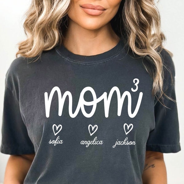 Mom 3 Shirt, Christmas Gift for Mom , Mom of Three Shirt, Mom Shirt, Mom of 3 Boys Girls, Mom of 3 Gift, Mothers Day Shirt Kids Name