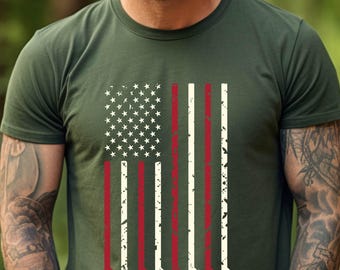 USA Flag Hockey T-Shirt,USA Hockey Fan T-shirt, Gifts For Hockey Fans,  American Team Hockey USA Flag T shirt