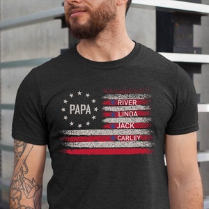 Personalized Papa Shirt, Custom name Grandpa Shirt Fist Bump Grandchild names, Christmas gift for Grandpa, Custom Poppy Pop Pop Shirt