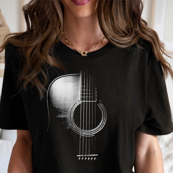 T-shirt de guitare acoustique, chemises de musiciens, chemises de guitariste, t-shirts de musique, chemise de joueur de guitare, t-shirt de cadeaux de musicien, chemise de guitare de cadeau de papa