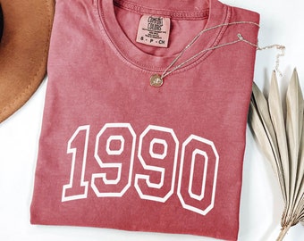 Comfort Color Birth year shirt, Birthday Shirt, Vintage inspired Tshirt, 1990 Shirt, 34th 35th Birthday, 1990 Birth Year Shirt Birthday Gift