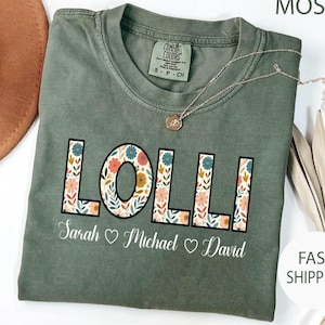 Custom Grandkids With Lolli Shirt ,Gift for Lolli Shirt, Christmas Gift,Comfort Colors® Lolli Shirt, Floral Lolli Shirt, Customized Lolli