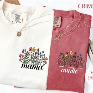 Comfort Colors®Custom Floral Mama Grandma Gigi Grammy Shirt,Personalized Wildflowers Grammy Shirt, Floral New Mom Gift, Christmas Gift