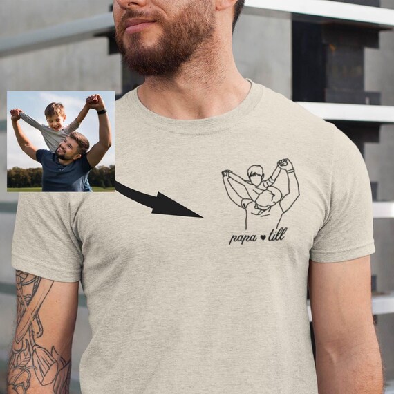 Individuelles Papa-Shirt, Porträt nach Foto, Personalisierte Papa-Porträt-Shirt, Vatertags-Shirt, Vatertagsgeschenk , Vatertagsgeschenk Papa