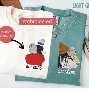 Embroidered Mama and Dad Shirt, Customized Photo Embroidered Mom Shirt,Embroidered Dad Tshirt ,New Mom Gift,New Dad Gift ,Mother&#39;s Day Gift