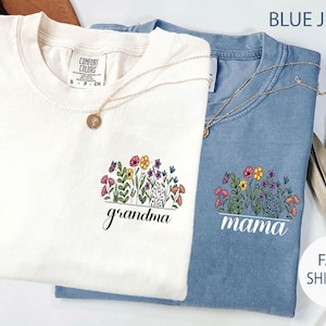 Comfort Colors® Custom Floral Grandma Shirt,Christmas Gift For Grandma,New Nana Shirt, Granny Shirt, Gigi Mimi Shirt, Nana Shirt