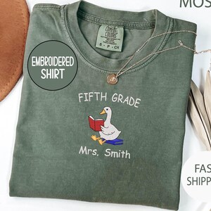 Embroidered Custom Fifth Grade Teacher Comfort Colors® Shirt, Personalized Fifth Grade Shirt, Gift For Teacher, 5th Grade Teacher Team Shirt