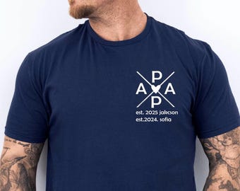 Personalisierte Papa T-Shirt mit Kindernamen und Geburtsjahren – Das perfekte Vatertags- und Geburtstagsgeschenk.Geschenkidee für Papa.
