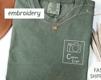 Custom Business Logo Comfort Colors T-Shirt - Embroidered Team Shirts - Custom Embroidered -Garment Dyed Shirt - Embroidered Matching Shirts
