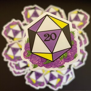 Niet-binaire Pride D20-sticker