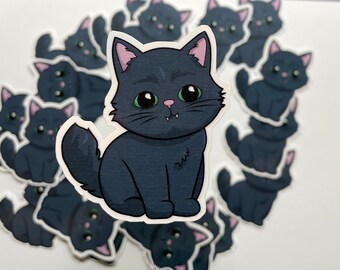 Cute Black Cat Sticker | Cute Decal | Planner Sticker | Water Bottle Sticker | Handmade Artwork