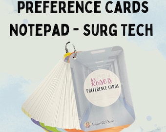 PERSONALIZED Pocket-Size Preference Card Notepad | Surgical Tech Notes | 3.5x5in Cards