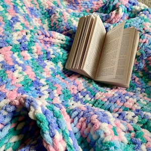Handmade Cozy Chunky Knit Afghan Throw Blanket - Hand Knitted - Choose Your Color