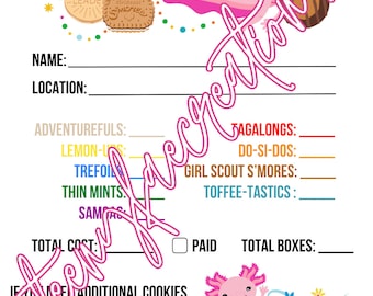 2024 Girl Scout Cookie Order Form Template Little Brownie Bakers LBB ...