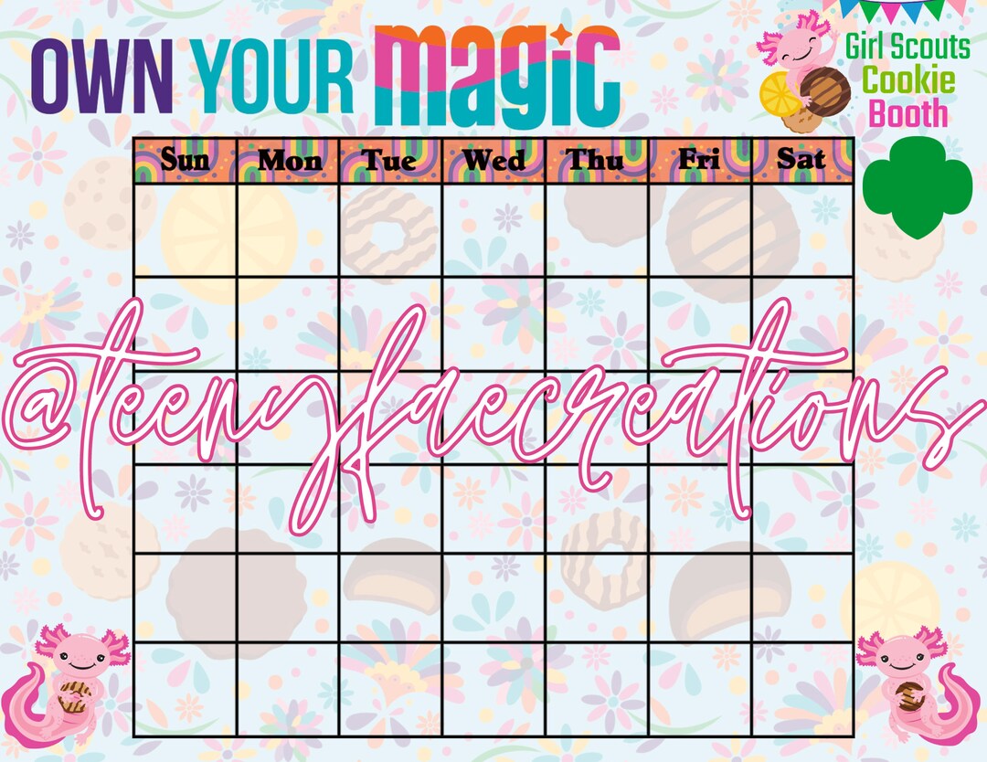 2024 Girl Scout Cookie Booth Calendar Etsy