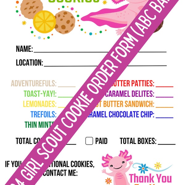 Girl Scout Cookie Order Form - Etsy image.