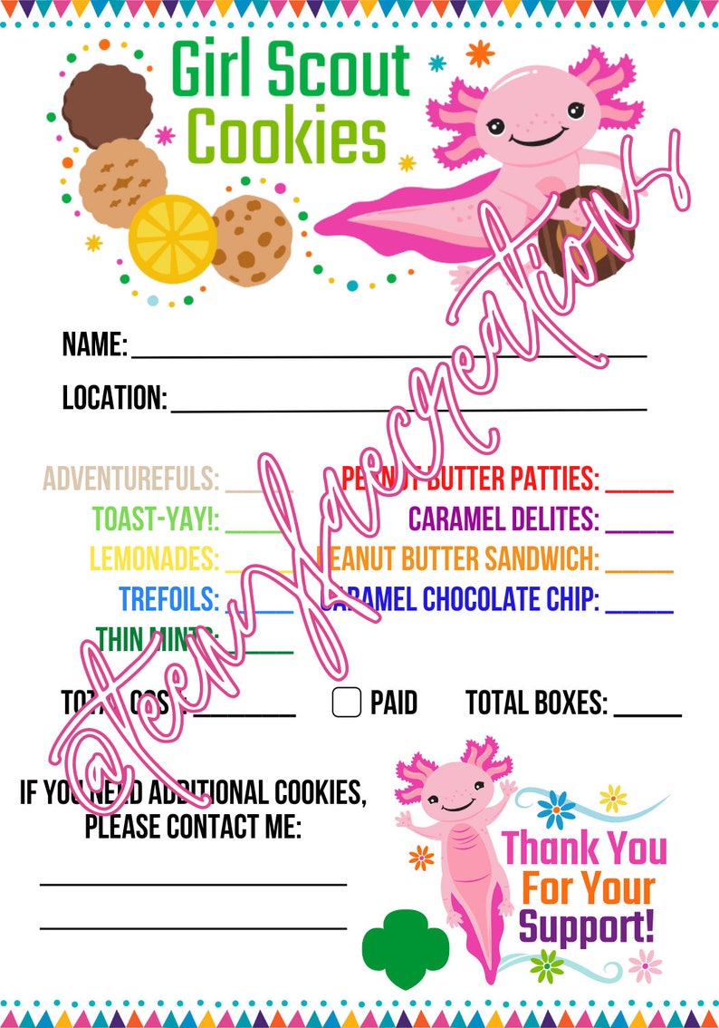2024 Girl Scout Cookie Order/delivery Form ABC Baker Etsy