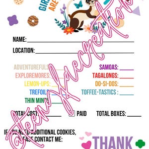 2026 Girl Scout Cookie Order/Delivery Form (LBB Cookies)