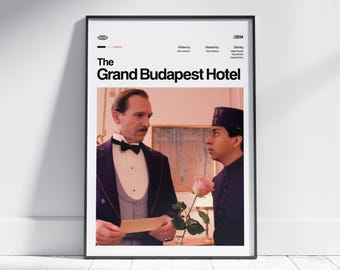 GRAND BUDAPEST HOTEL Movie Poster, Vintage Retro Art Print, Minimalist