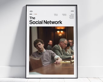 THE SOCIAL NETWORK Movie Poster, Retro Art Print, Digital Download