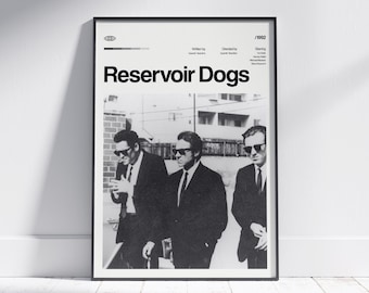 RESERVOIR HONDEN filmposter, vintage retro-kunstprint, minimalistisch, digitale download