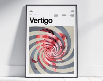 VERTIGO Movie Poster, Retro Art Print, Digital Download