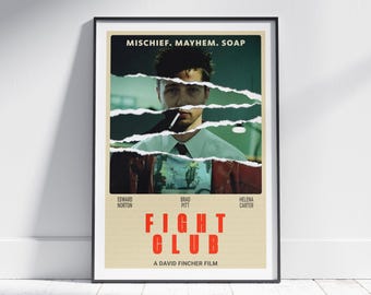 FIGHT CLUB Movie Poster, Retro Art Print, Digital Download