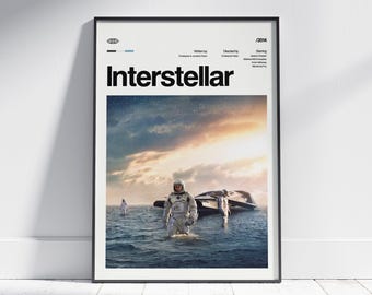 INTERSTELLAR Movie Poster, Vintage Retro Art Print, Wall Decor, Minimalist
