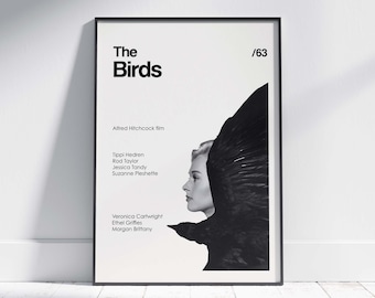 DIE VÖGEL Filmplakat, Alfred Hitchcock, Retro Art, digitaler Download
