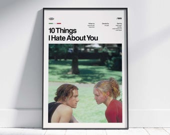 10 Things I Hate About You Movie Poster Art Print, Digital Download