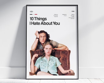 10 Things I Hate About You Movie Poster, Retro Art Print, Digital Download