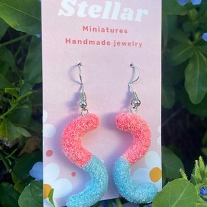 Sour gummy worm earrings
