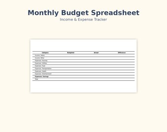 Plantilla de presupuesto mensual para Excel y Hojas de cálculo de Google / Seguimiento de ingresos y gastos / Descarga instantánea