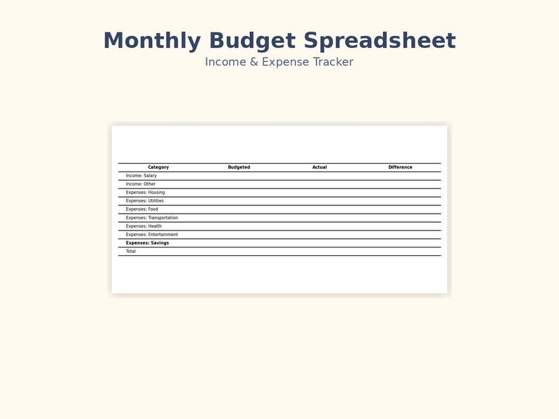 Monthly Budget Spreadsheet Template for Excel and Google Sheets ...