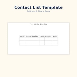 Contact List Template | Editable Excel Spreadsheet | Address & Phone Book | Instant Download