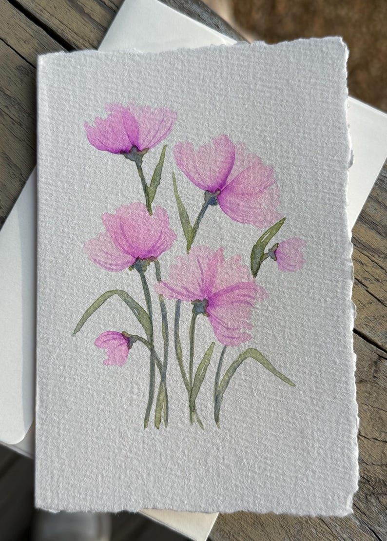 Original, Hand Painted Watercolor Greeting Card, Floral, Blank Inside ...
