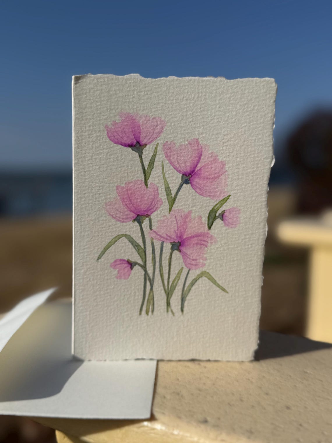 Original, Hand Painted Watercolor Greeting Card, Floral, Blank Inside ...