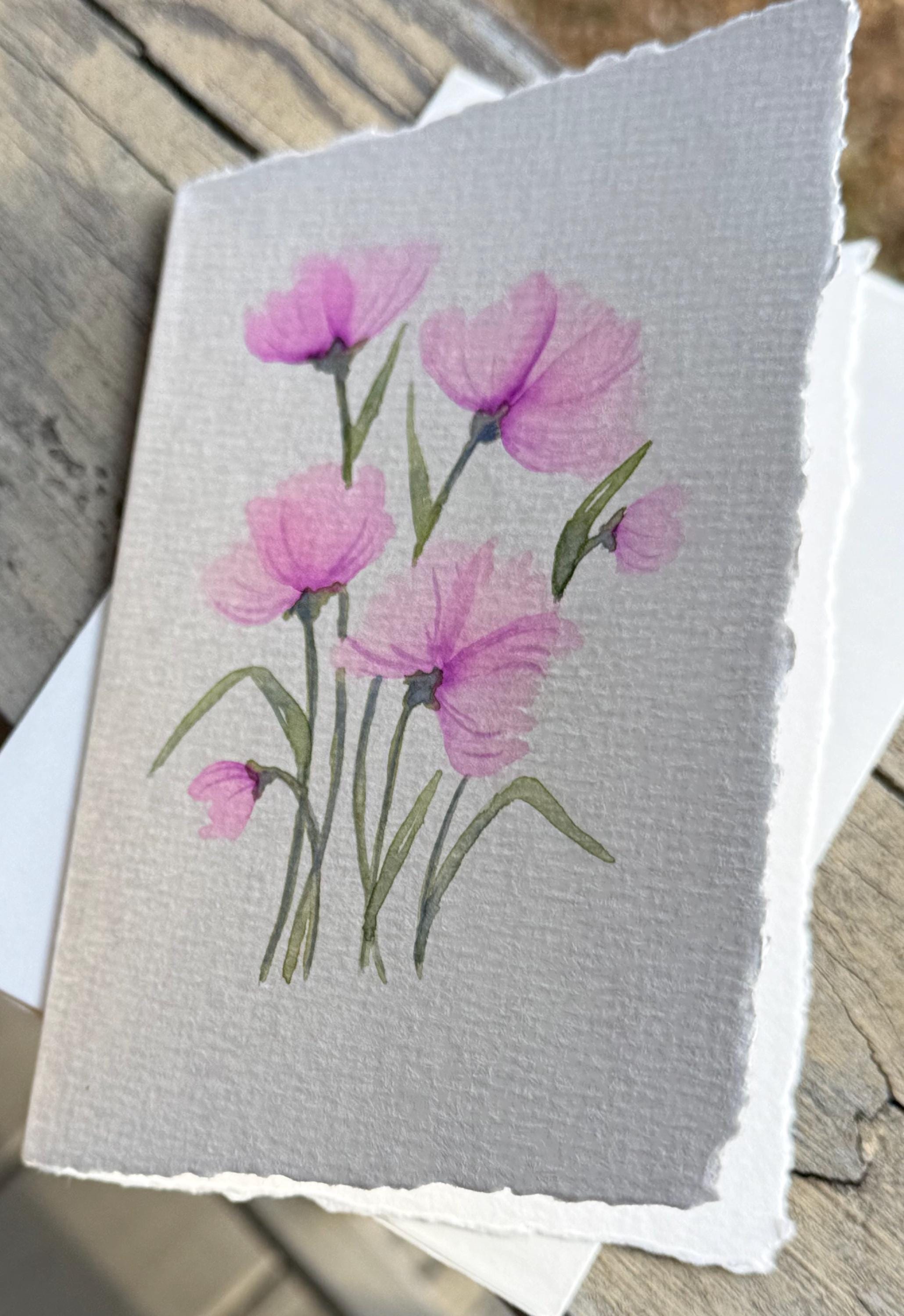 Original, Hand Painted Watercolor Greeting Card, Floral, Blank Inside ...