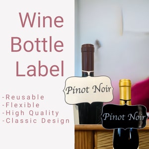 Etiqueta para botella de vino Pinot Noir: TPU reutilizable, regalo de vino